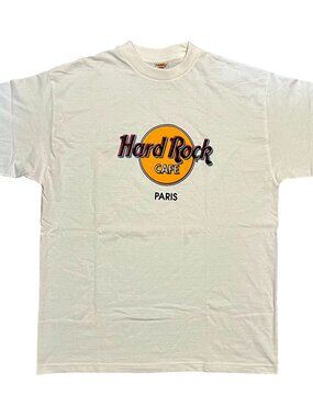 Hard Rock Cafe Paris White Classic Fit 100% Cotton Graphic T-Shirt, Men's XL